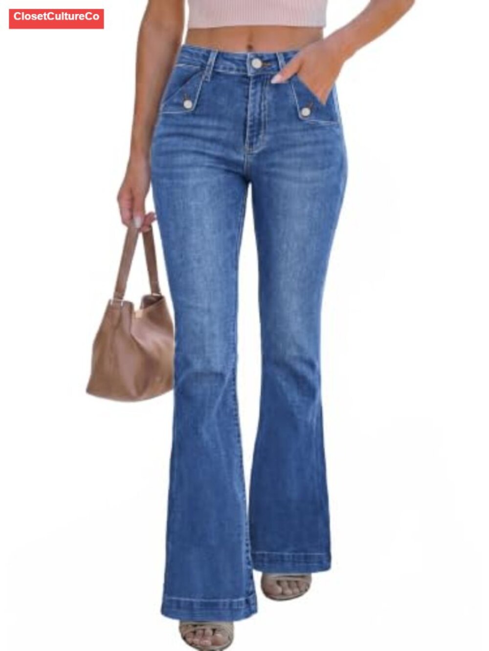 High Waisted Flared Jeans Stretchy Bootcut Denim Pants
